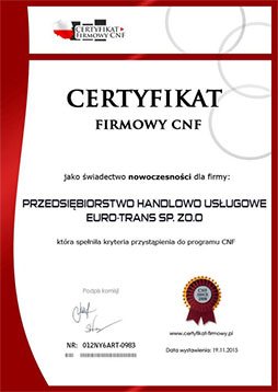 Certyfikat CNF - nowoczesna firma